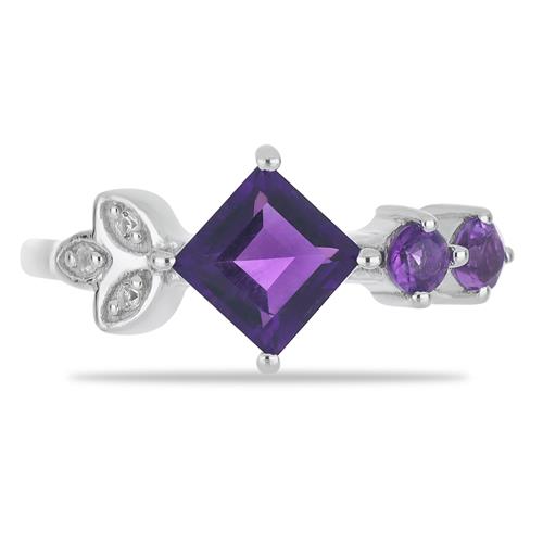 BUY NATURAL AFRICAN AMETHYST GEMSTONE RING IN STERLING SILVER